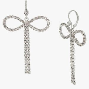🤍▪️ BETSEY JOHNSON▪️ Silver Silver Bow Drop Rhinestone Earrings